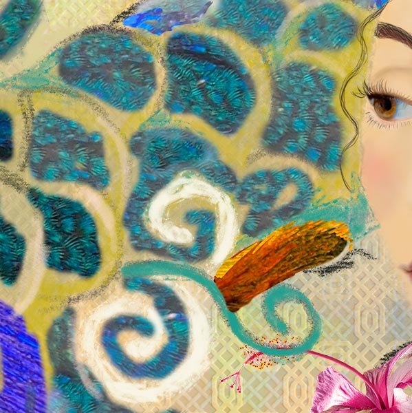 detail van digitaal schilderwerk in kunstwerk Klimt 2.0 van Marloes Otten